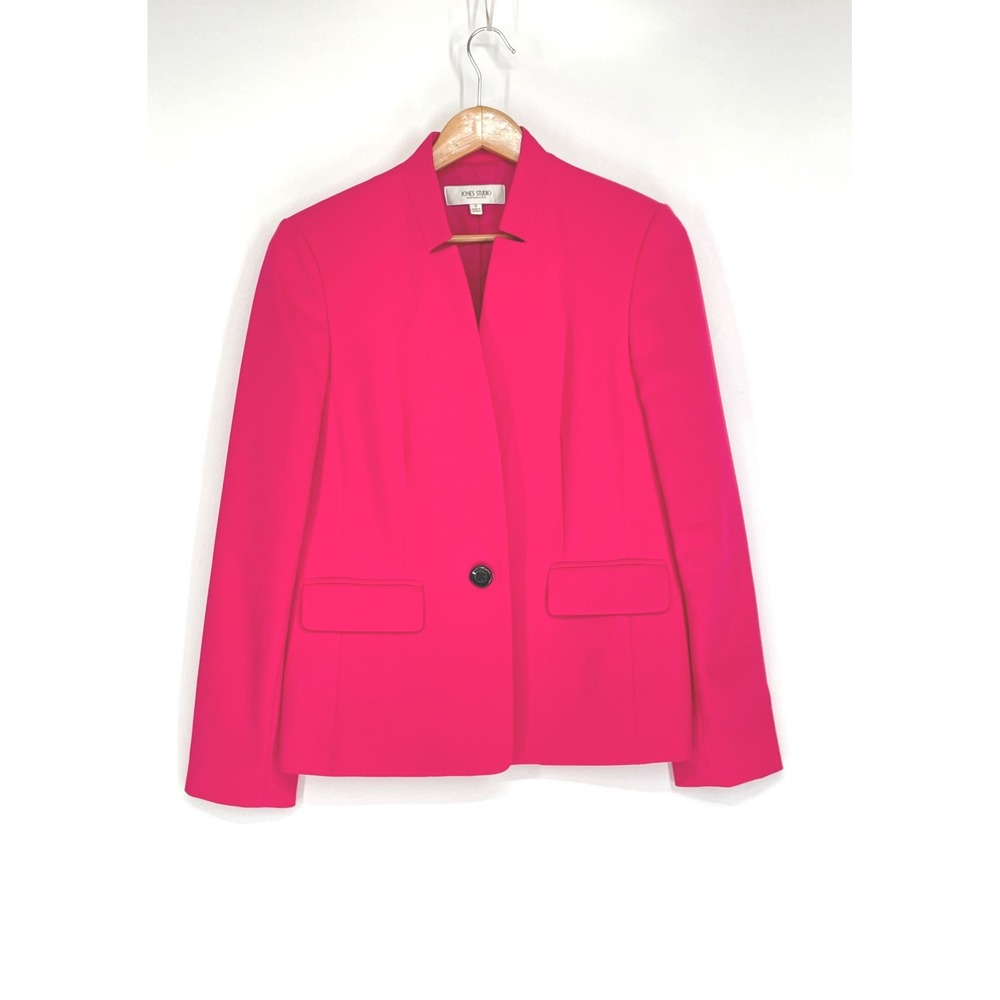 Jones Studio Women Blazer‎ 8 Separates Hot Pink Single Button Professional Lined